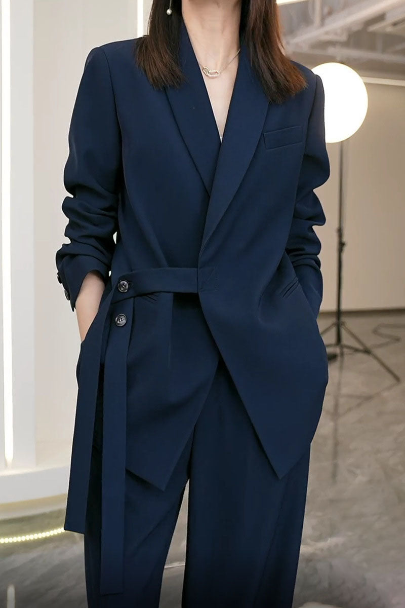 2024 Fall New Collection: Loose-Fit Slimming Blazer and Wide-Leg Pants Two-Piece Set