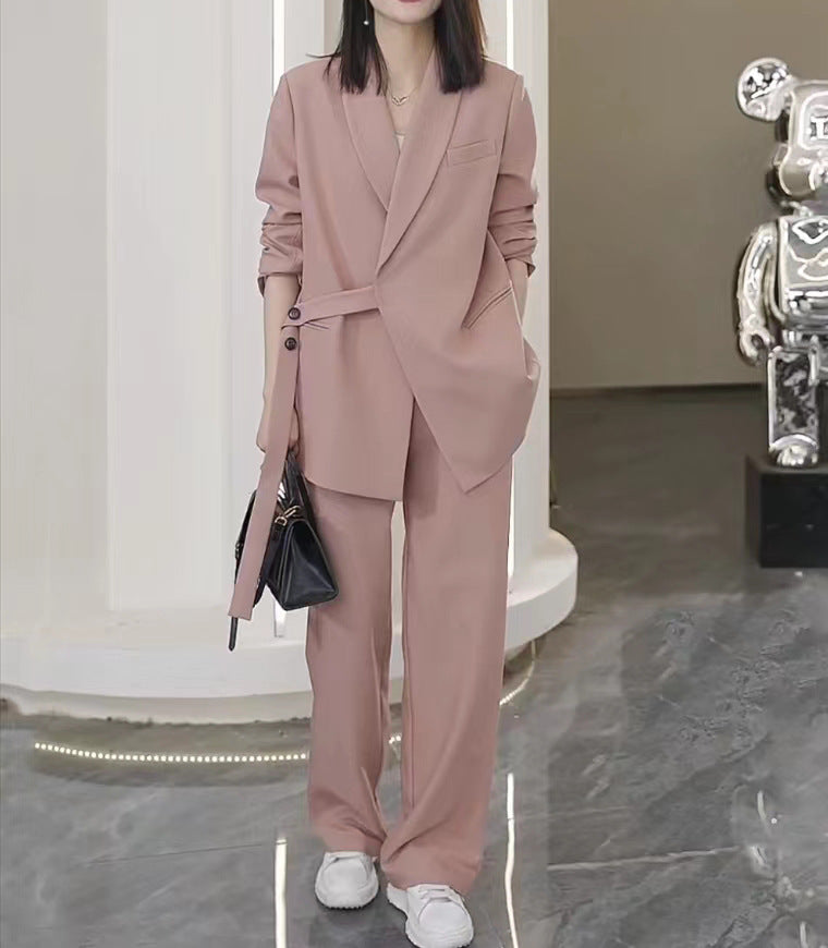 2024 Fall New Collection: Loose-Fit Slimming Blazer and Wide-Leg Pants Two-Piece Set