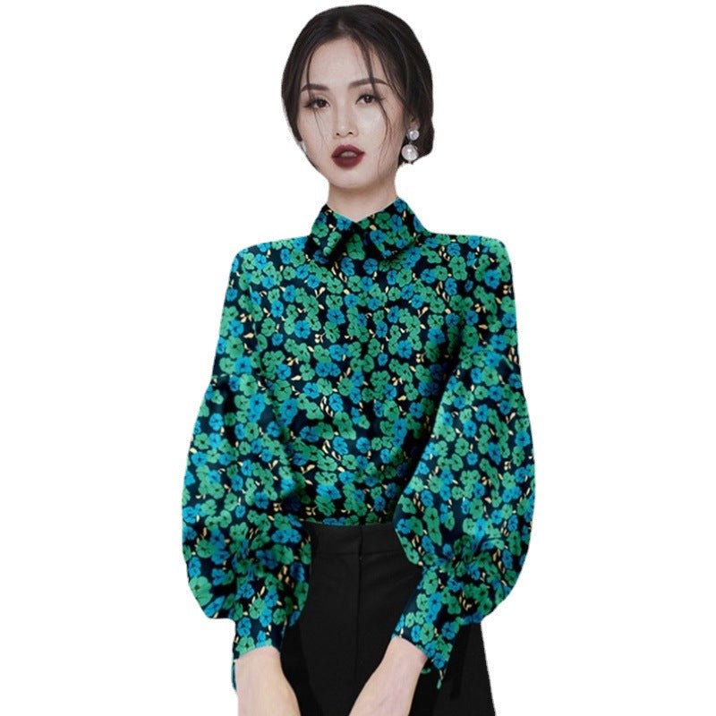 Vintage Floral Bell Sleeve Shirt | Korean Chic Statement Blouse - Cyrenthia Luxe Fashion
