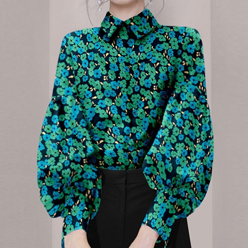 Vintage Floral Bell Sleeve Shirt | Korean Chic Statement Blouse - Cyrenthia Luxe Fashion