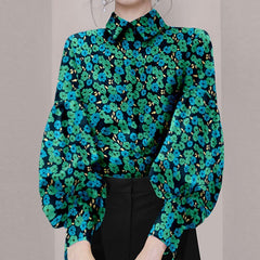 Vintage Floral Bell Sleeve Shirt | Korean Chic Statement Blouse - Cyrenthia Luxe Fashion
